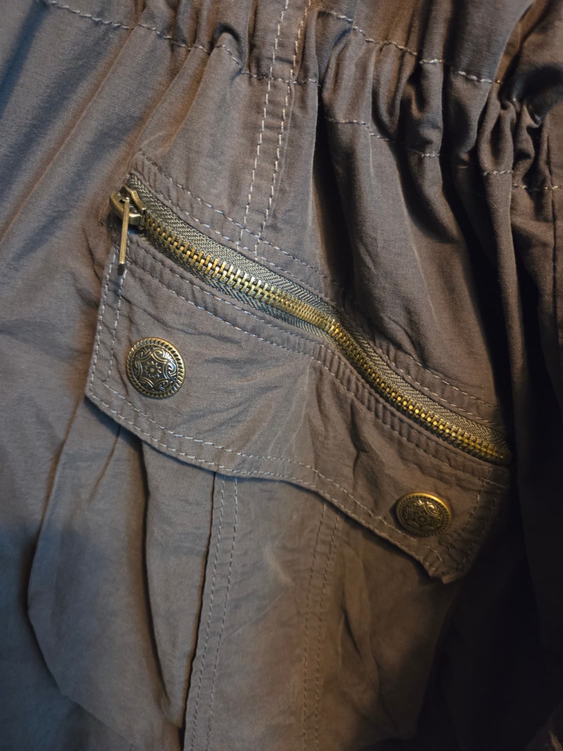 66 77 가능) 털 탈부착 가능 빈티지 모리걸 카키 다크초코 야상 상품이미지7