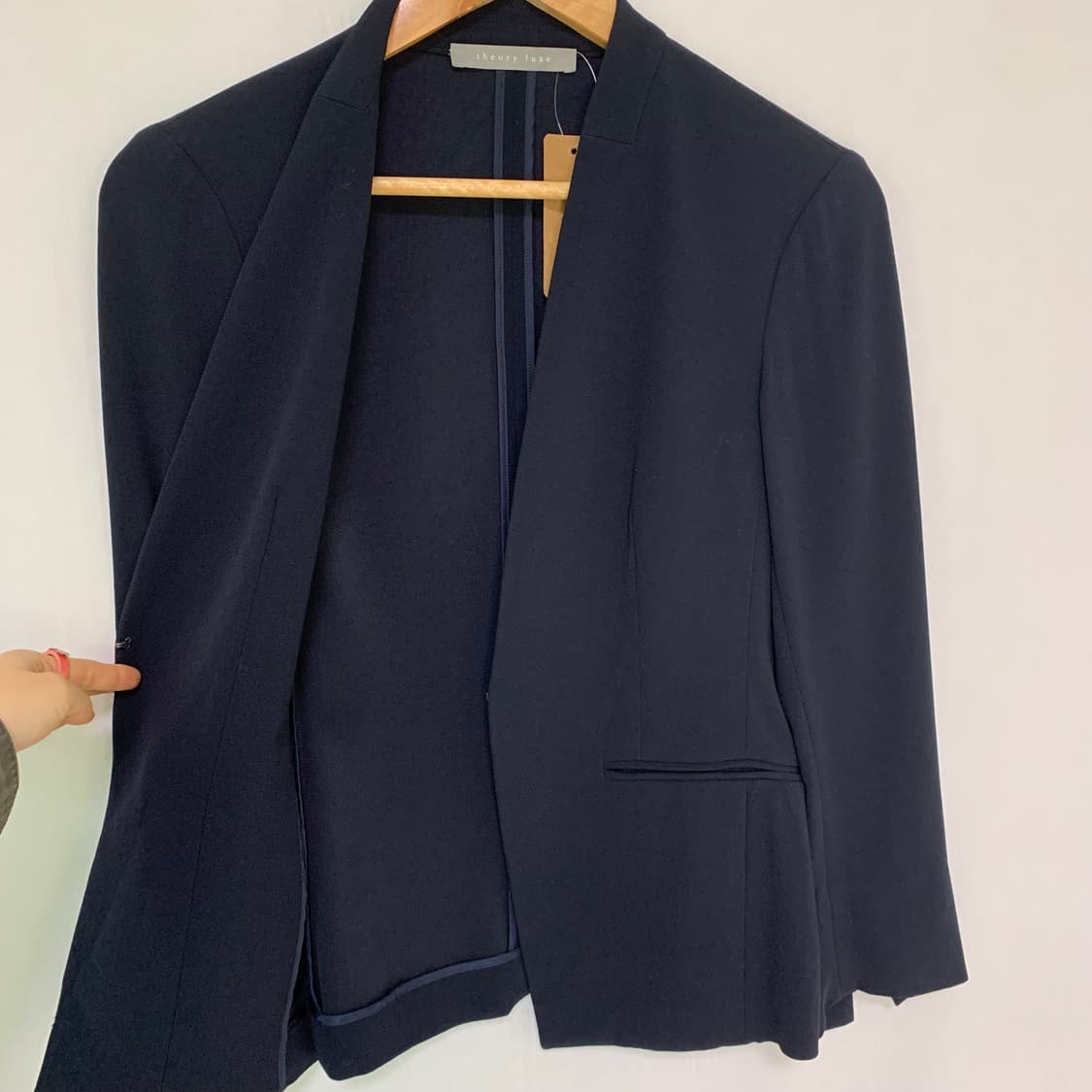 띠어리 노카라 후크 정장st 포멀 여성 자켓 다크 네이비 상품이미지5