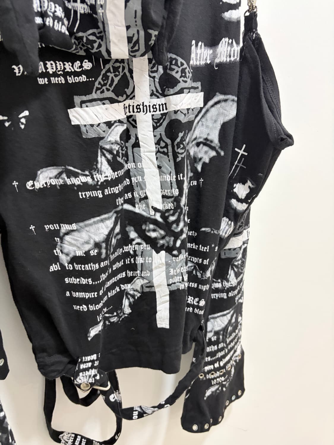 Y2k 매드 펑크맛 스컬 후드 티셔츠 상품이미지10