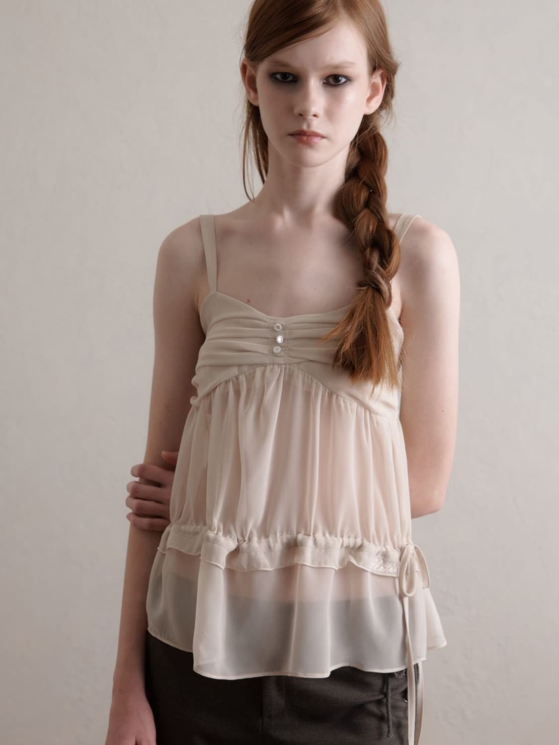 HETIT Sheer Shirring Top (Ivory) m 상품이미지1