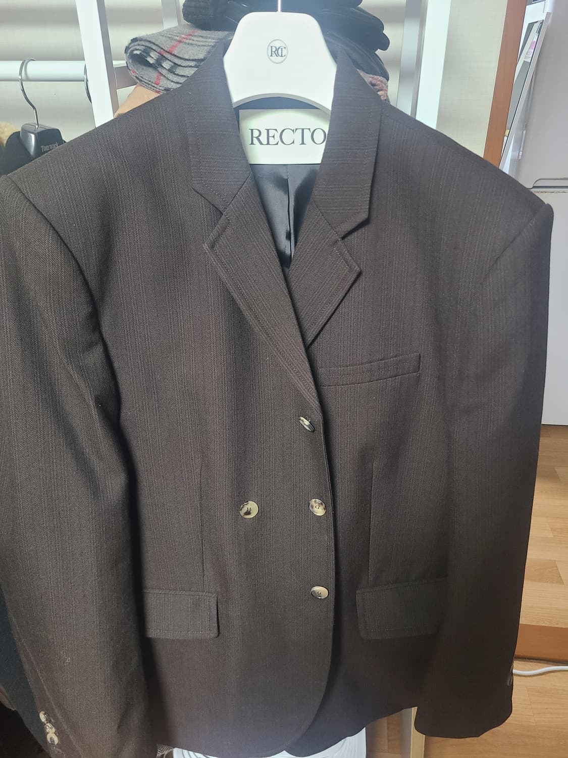 렉토 버진 울 스트라이프 자켓 L 빈티지 브라운 상품이미지1