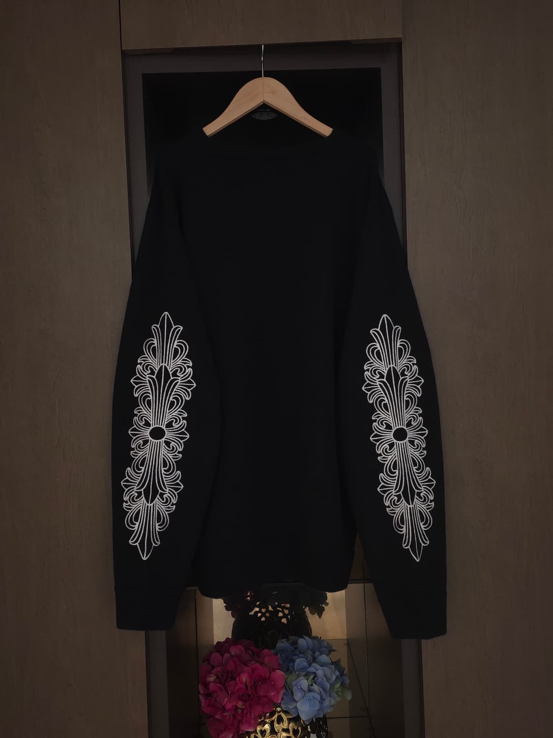 [XL] 크롬하츠 플로랄 자수 캐시미어 니트 블랙 상품이미지3