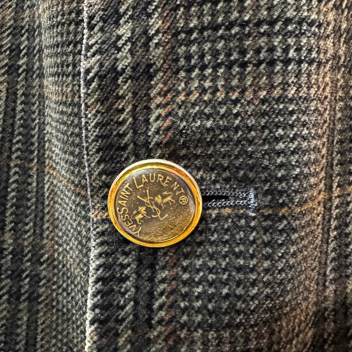 입생로랑 금장 체크 블레이저 자켓 (L)   상품이미지4