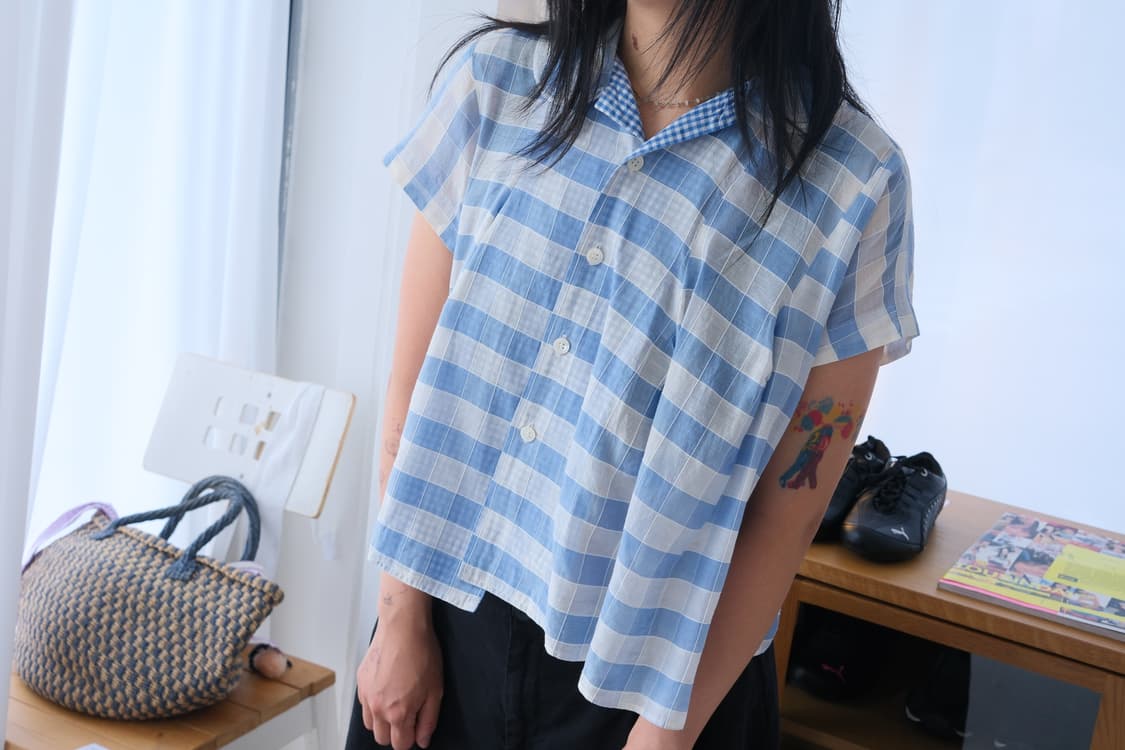 Blue check layered collar top 상품이미지3