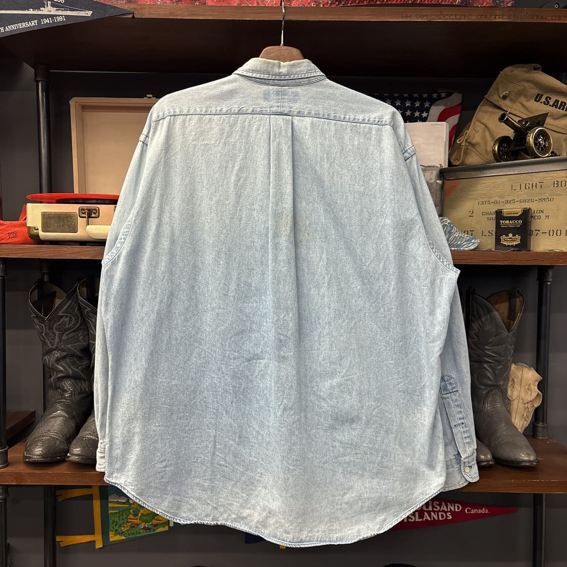 90s 폴로 랄프로렌 빅셔츠 라인 워크포켓 데님셔츠 레드포니 N1013 상품이미지2