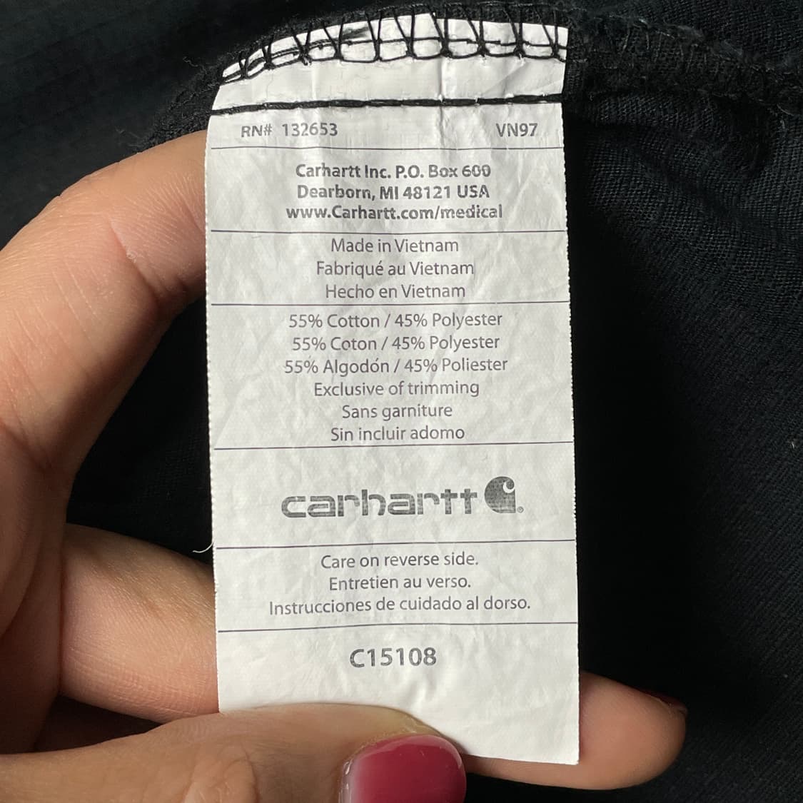 CARHARTT 칼하트 블랙 브이넥 리프스탑 워크 반팔티셔츠 A01058 상품이미지10