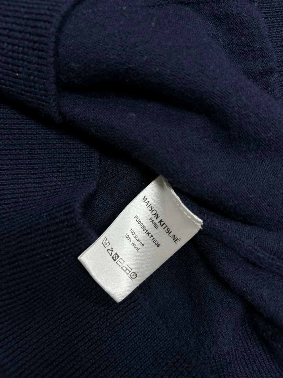 [L] 메종키츠네 트라이컬러 폭스 네이비 울 니트 가디건 상품이미지4