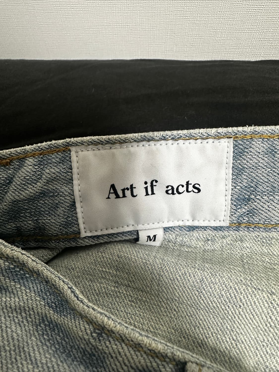 (M) 아트이프액츠 원턱 커브드 워싱 데님팬츠 상품이미지3