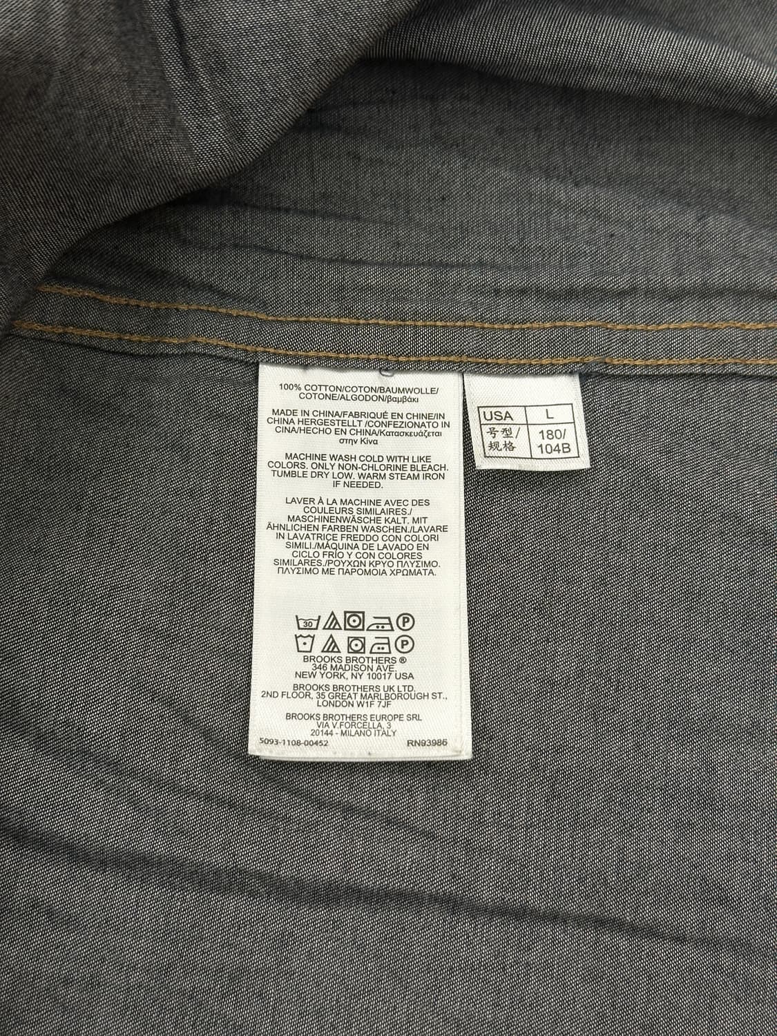 [상태좋음] 브룩스브라더스 밀라노 데님 샴브레이 셔츠 다크블루 L 상품이미지4