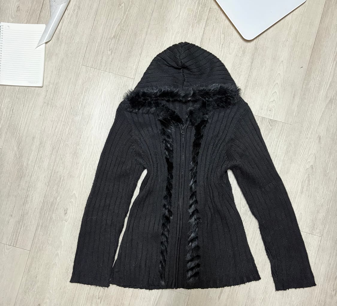 토끼퍼트리밍 니트집업 롱니트 아케호무 빈티지 상품이미지1