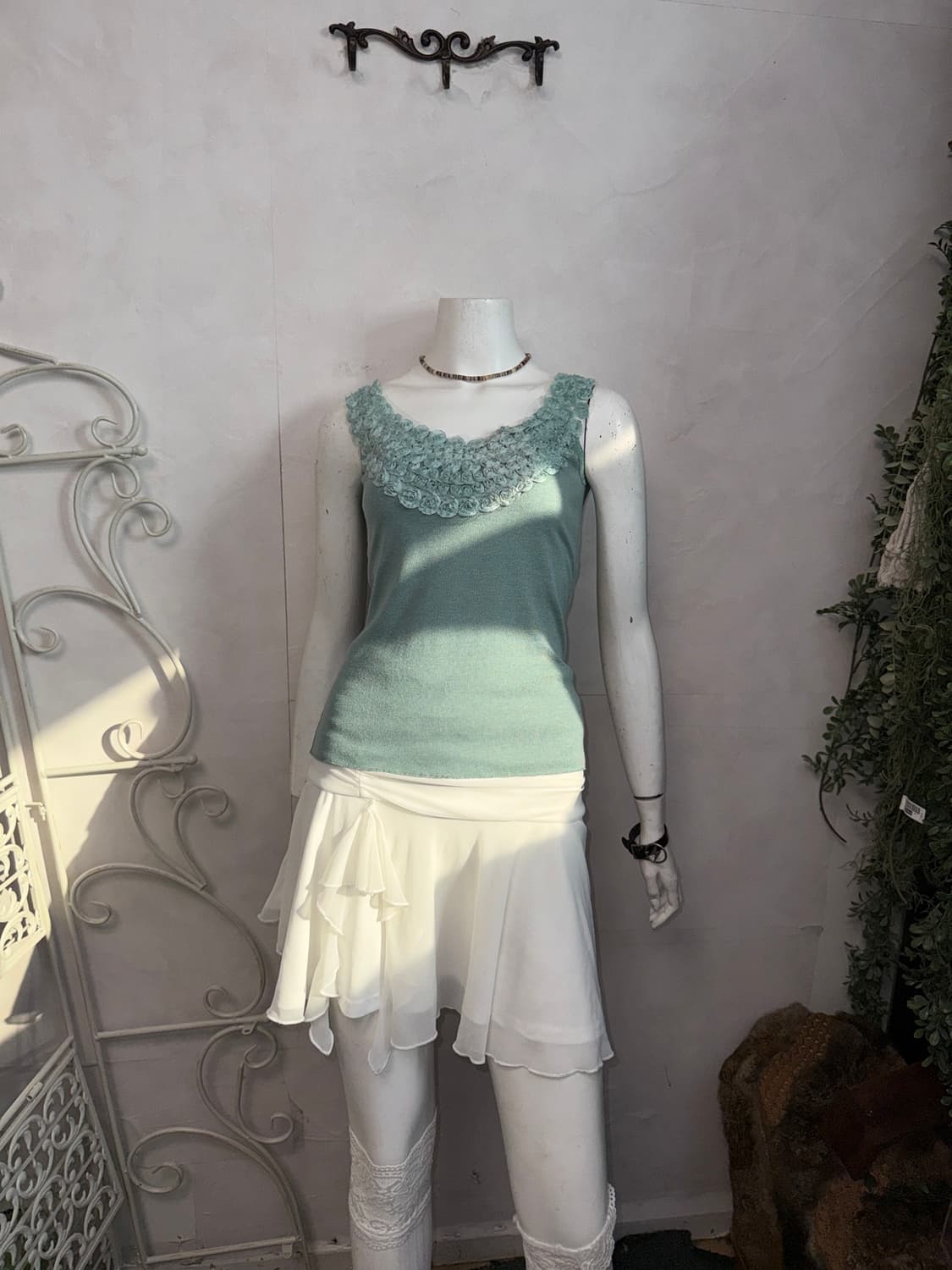 Mint rose lace trimmed sleeveless  상품이미지2