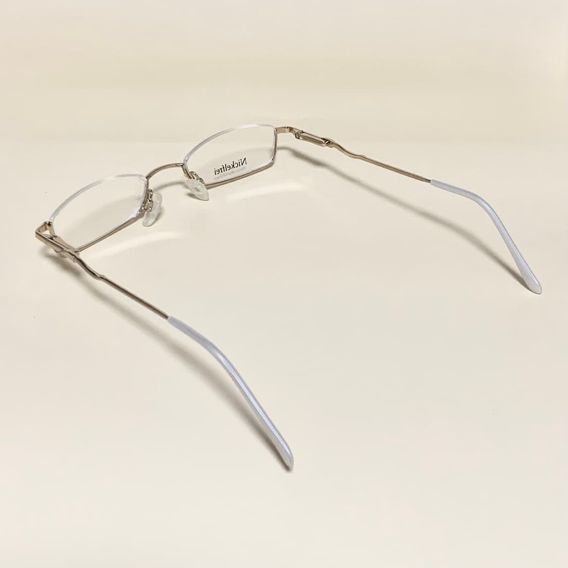 874 슬림 직사각 역반무테 안경 실버 메탈 니켈프리 초경량 데드스탁 상품이미지2