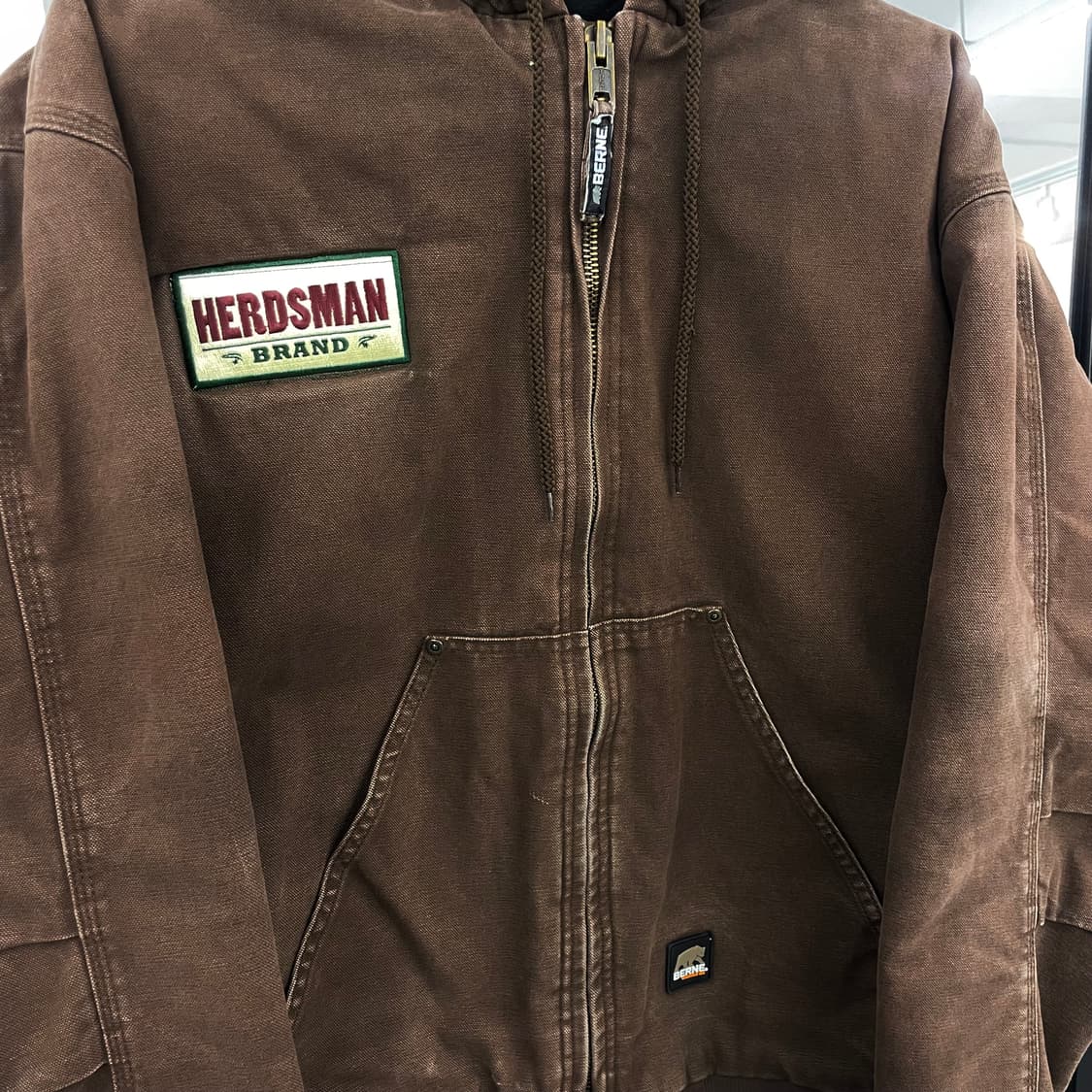 빈티지 다크브라운 덕액티브 칼하트맛 후드 캔버스 워크자켓 상품이미지3