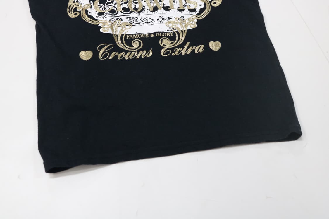 SAM ARIS 샘아리스 빈티지 크라운 골드 프린팅 블랙 반팔 티셔츠 M 상품이미지5