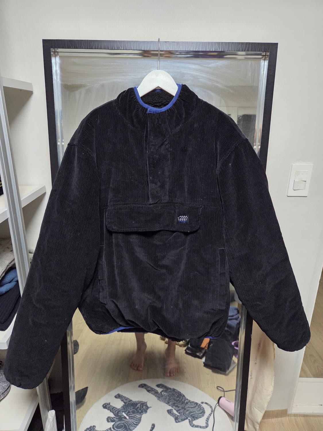 스투시 코듀로이 모크넥 풀오버 블랙 M 상품이미지1