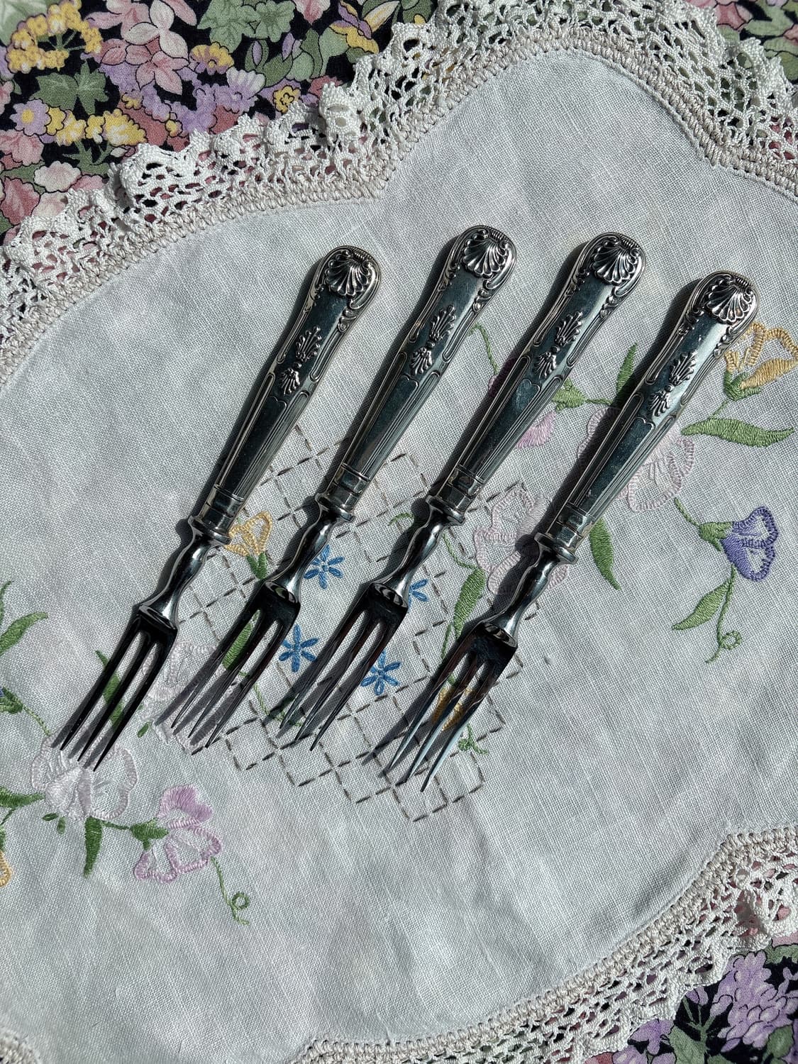 영국 앤틱 kings pattern 실버플레이트 과일 포크세트 상품이미지2