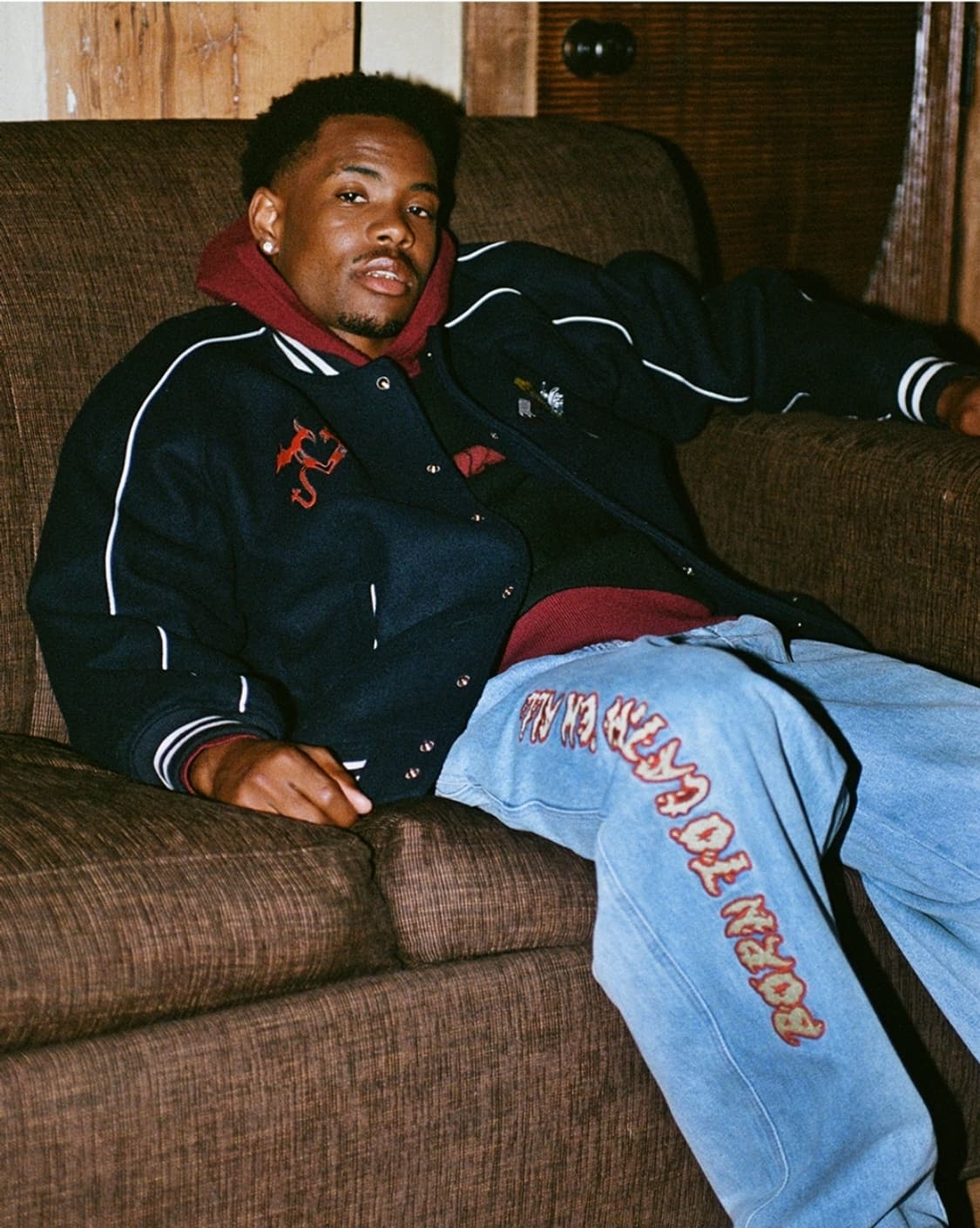 위캔더스 엔젤 레터링 자수 밴딩 데님팬츠 L size 상품이미지6