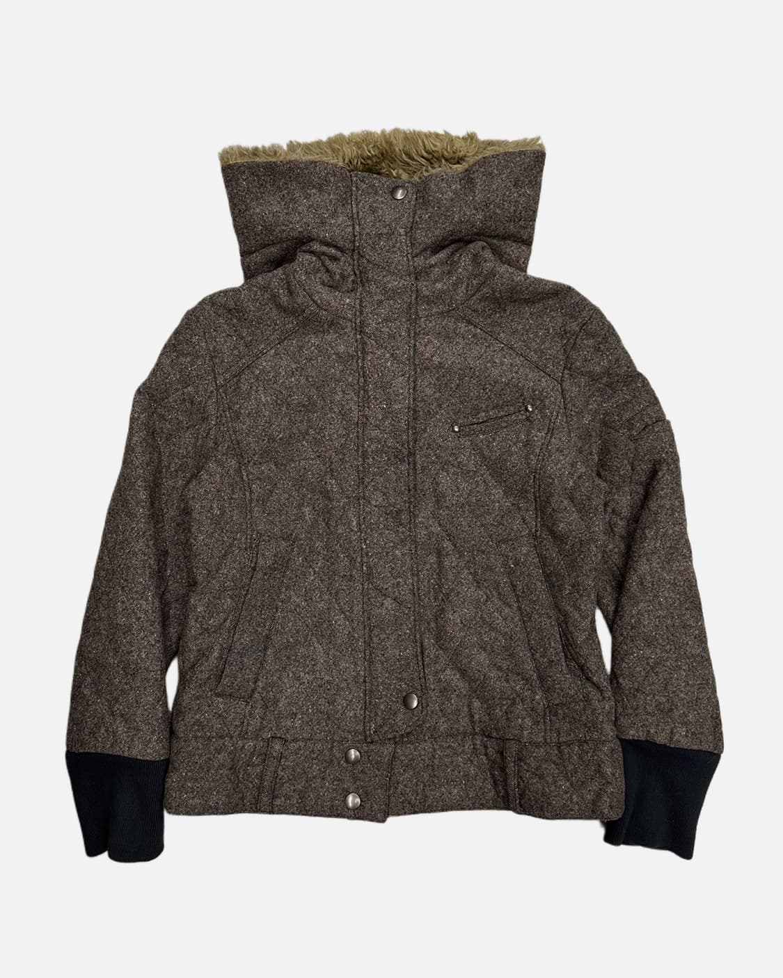 brown hood wool quilting jacket 상품이미지2