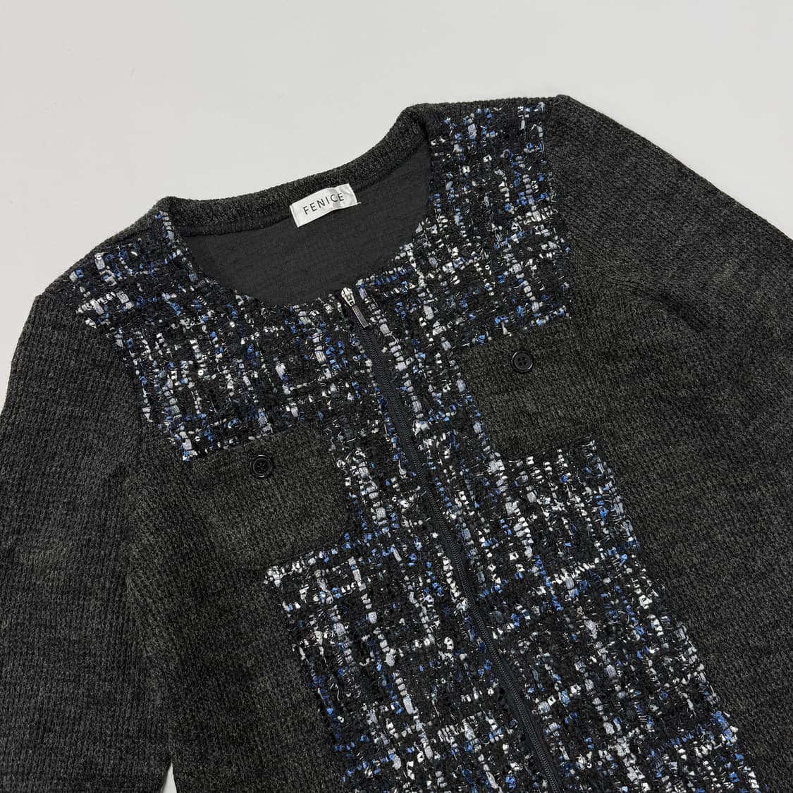 Tweed panel knit zip jacket 상품이미지3