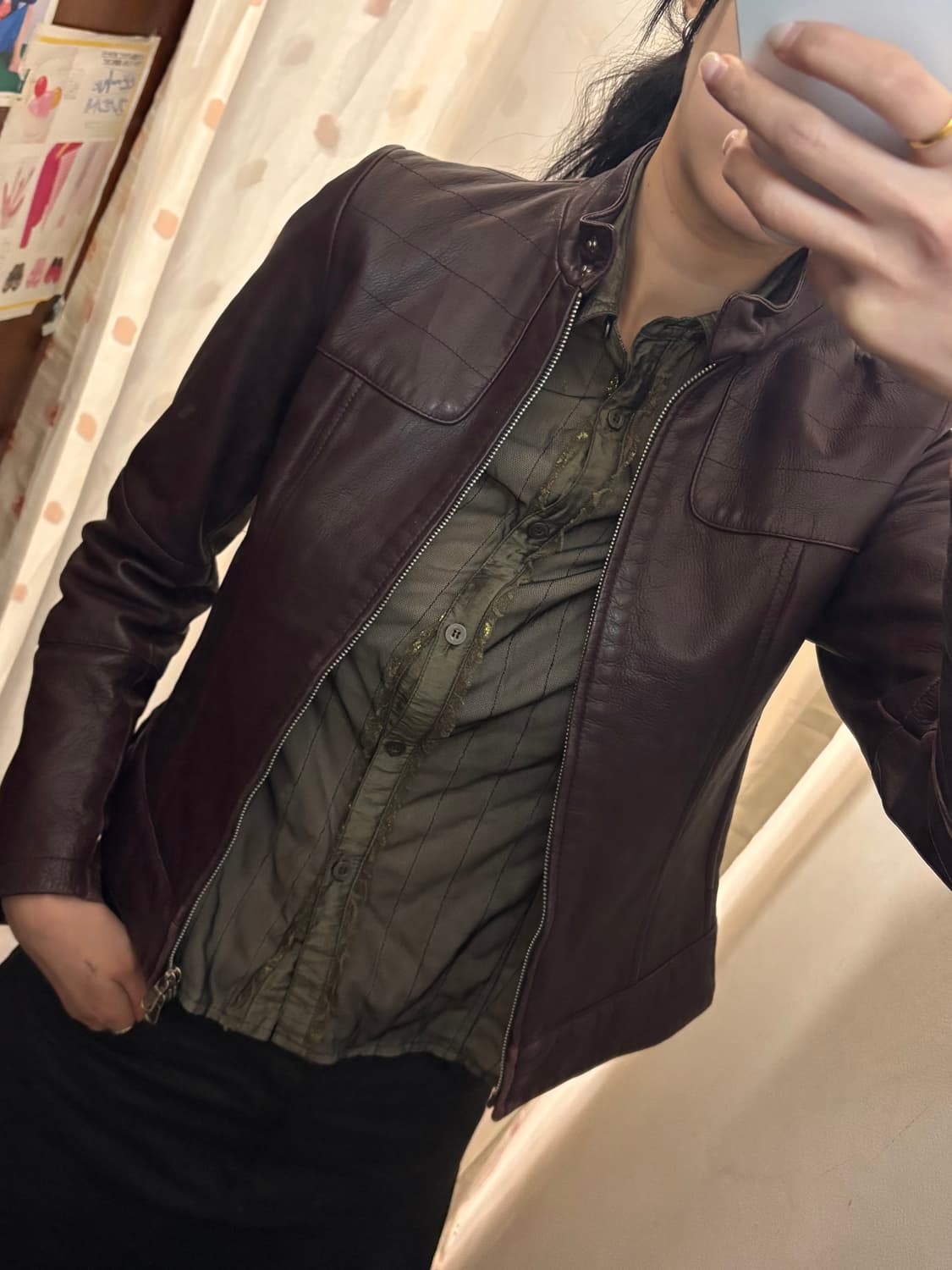Japanese vintage burgundy leather jacket 상품이미지4