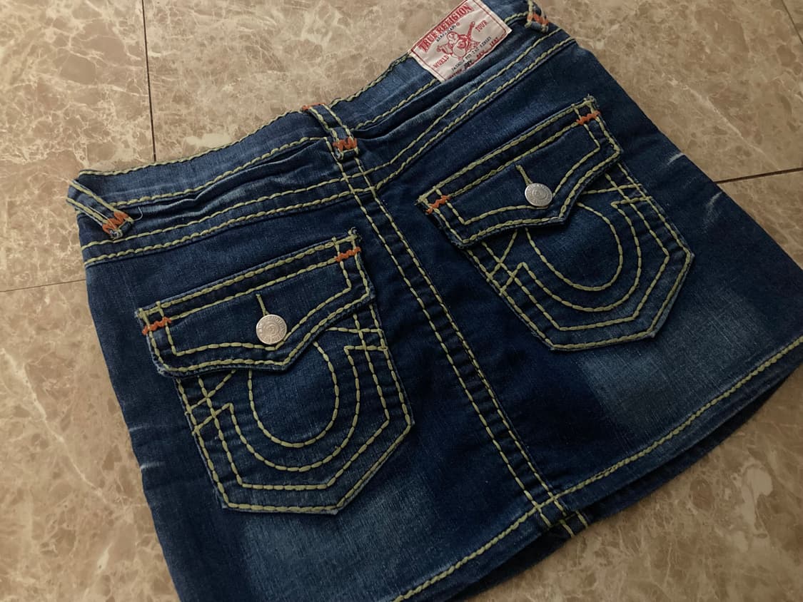 트루릴리젼 스티치 데님 미니스커트 상품이미지1