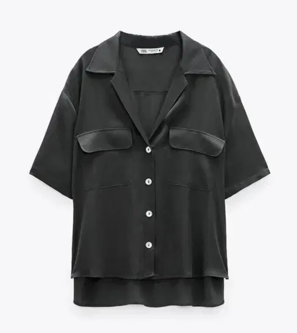 Zara 자라 새틴 반팔 블라우스 XS 상품이미지3