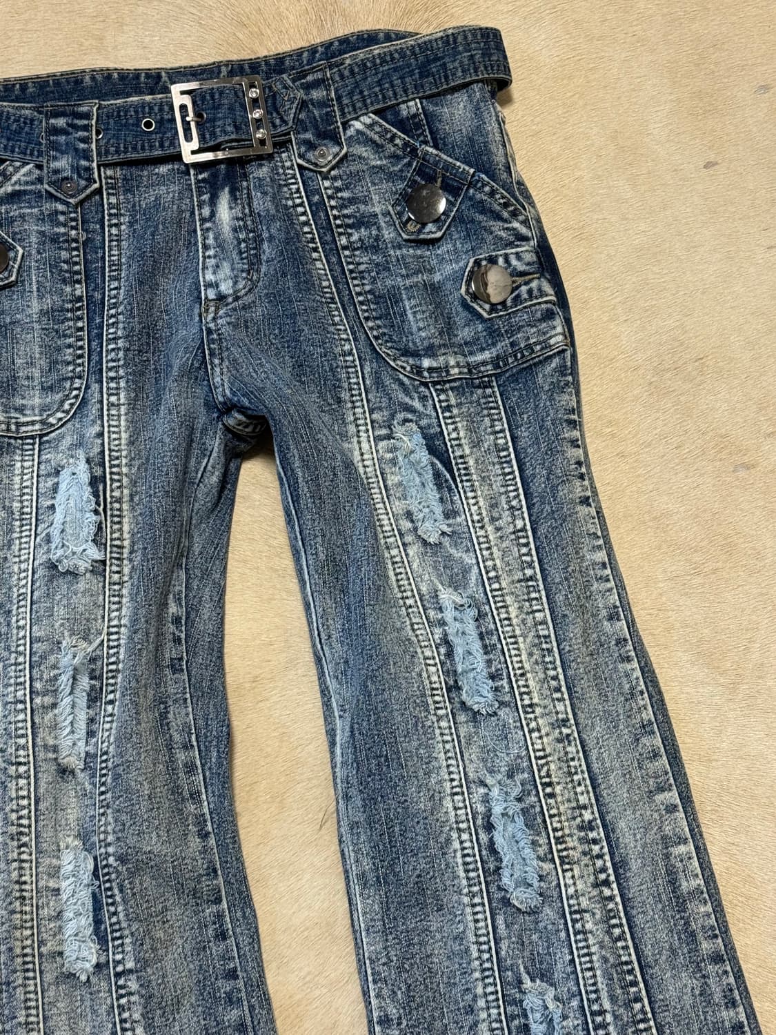 워싱 데미지 데님팬츠 상품이미지4