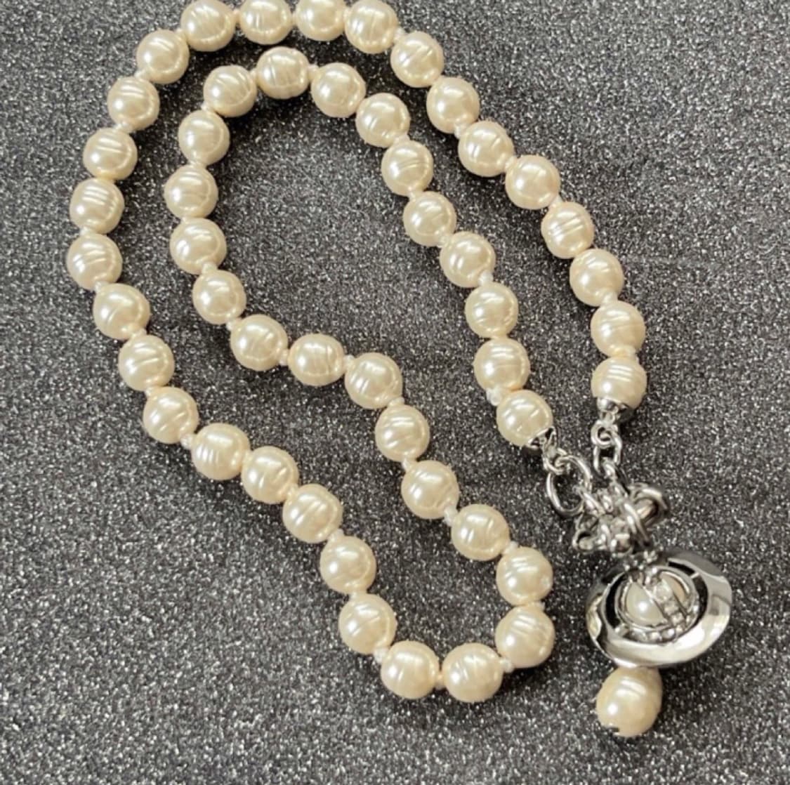 비비안웨스트우드 아카이브 진주 펄 레인드랍 orb 초커 목걸이 상품이미지5