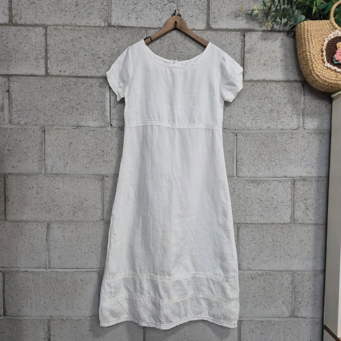 하구미룩  린넨 linen 화이트 원피스  모리걸 상품이미지1