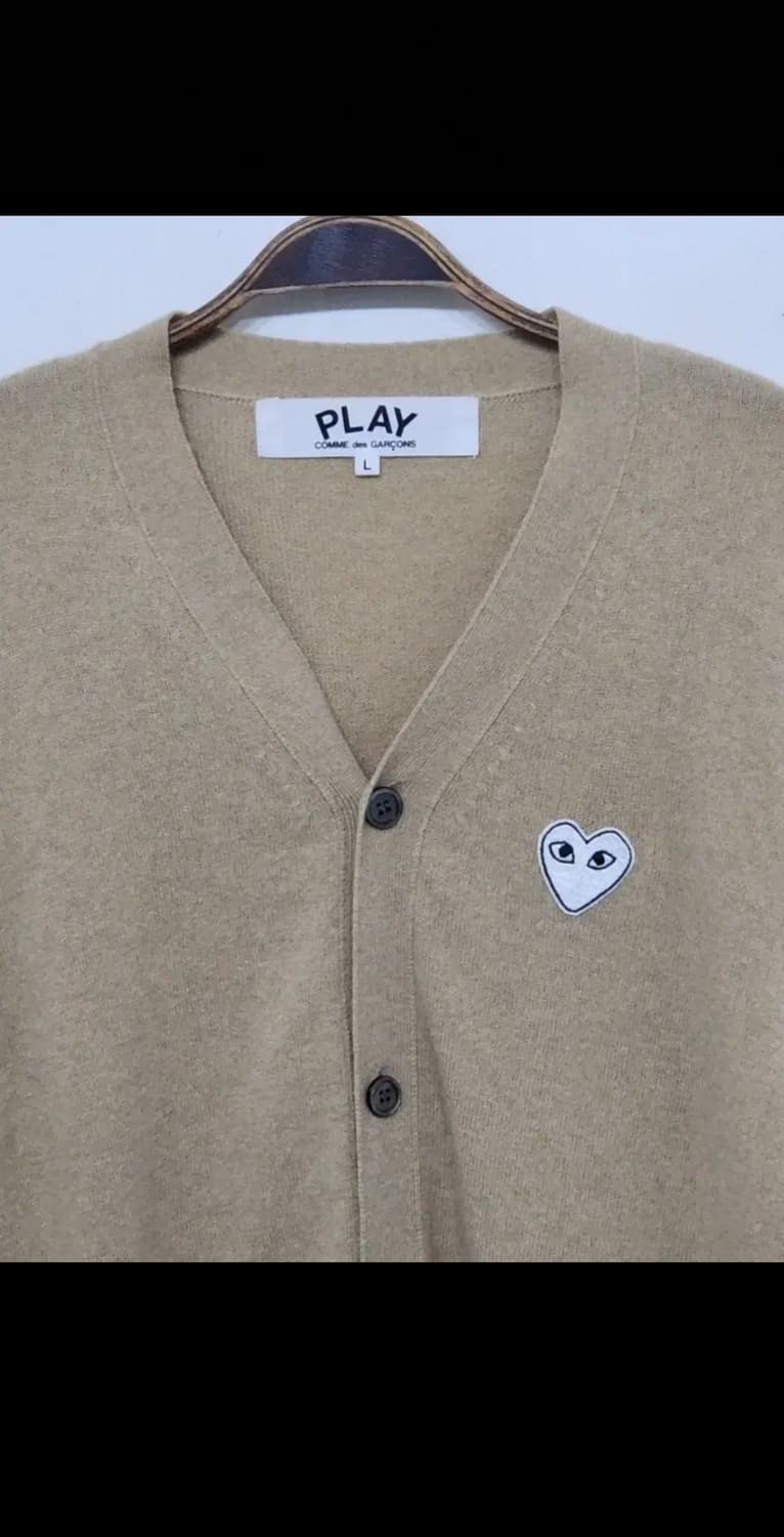 (정품) 꼼데가르송 가디건 베이지 화이트 와펜 AZ N066  상품이미지2