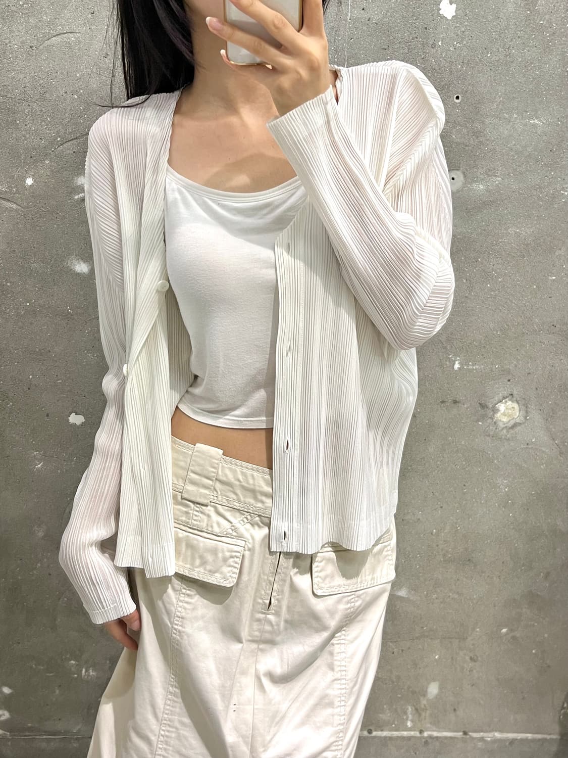 Pleats Please 플리츠플리즈 화이트 가디건 상품이미지3