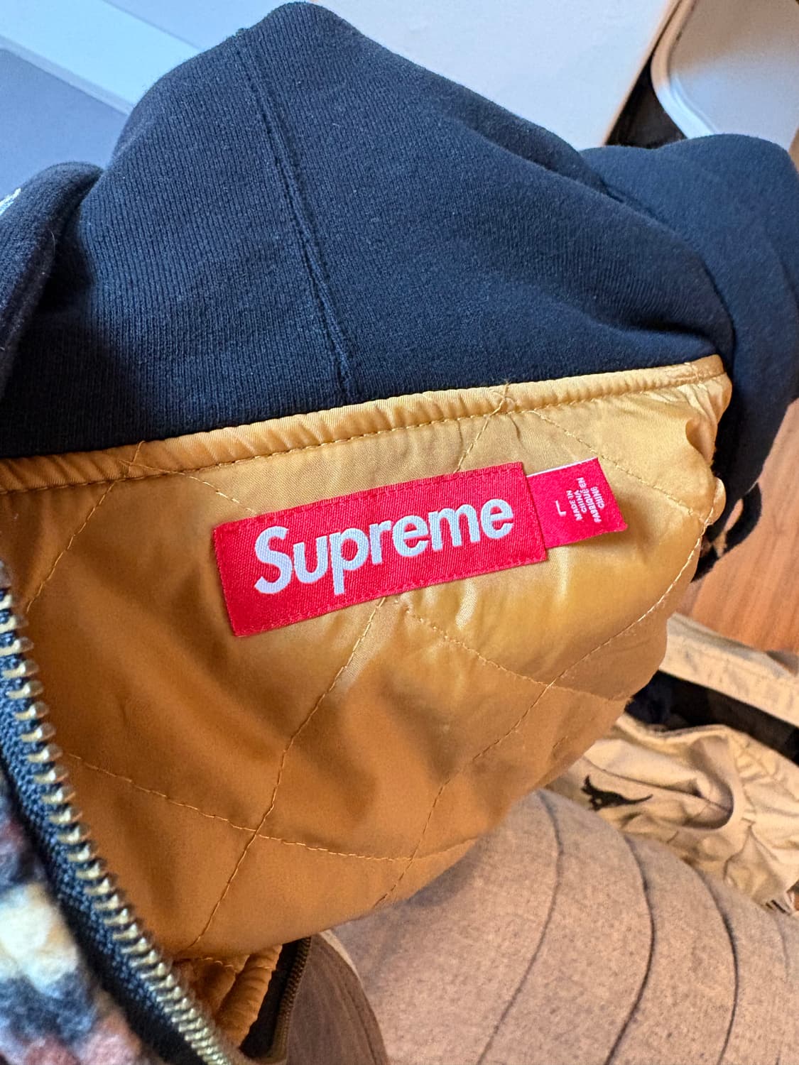 슈프림 플리스 집업 후드 레오파드 L size 상품이미지3