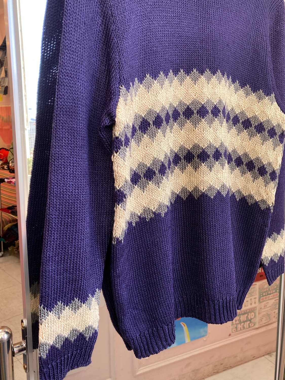 블루 직잭 패턴 니트 상품이미지6