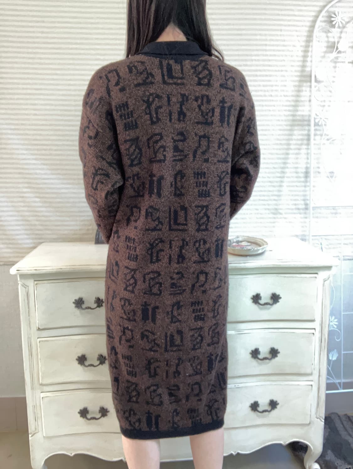 빈티지 브라운 보헤미안 니트 원피스 y2k 스트릿 갸루 펑키 일본빈티지 상품이미지5