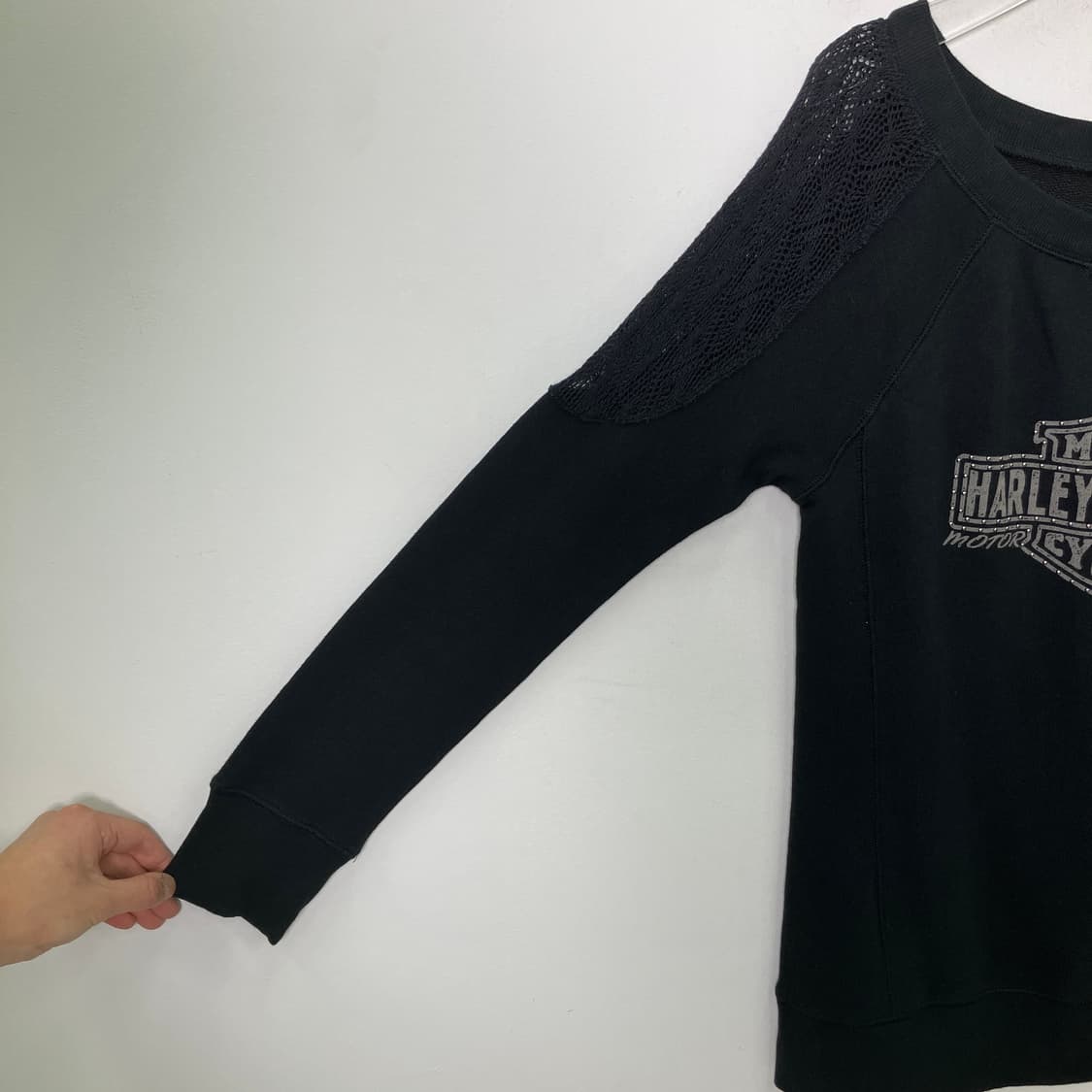할리데이비슨 블랙 레이스 스웨트셔츠 S 상품이미지5