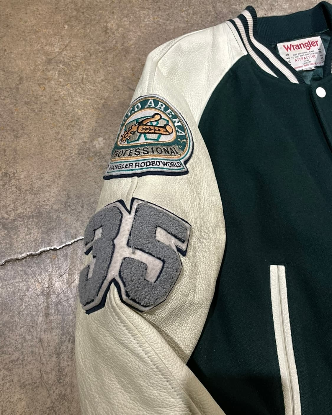 90‘s 랭글러 레더 바시티 재킷 (B5085) 상품이미지5