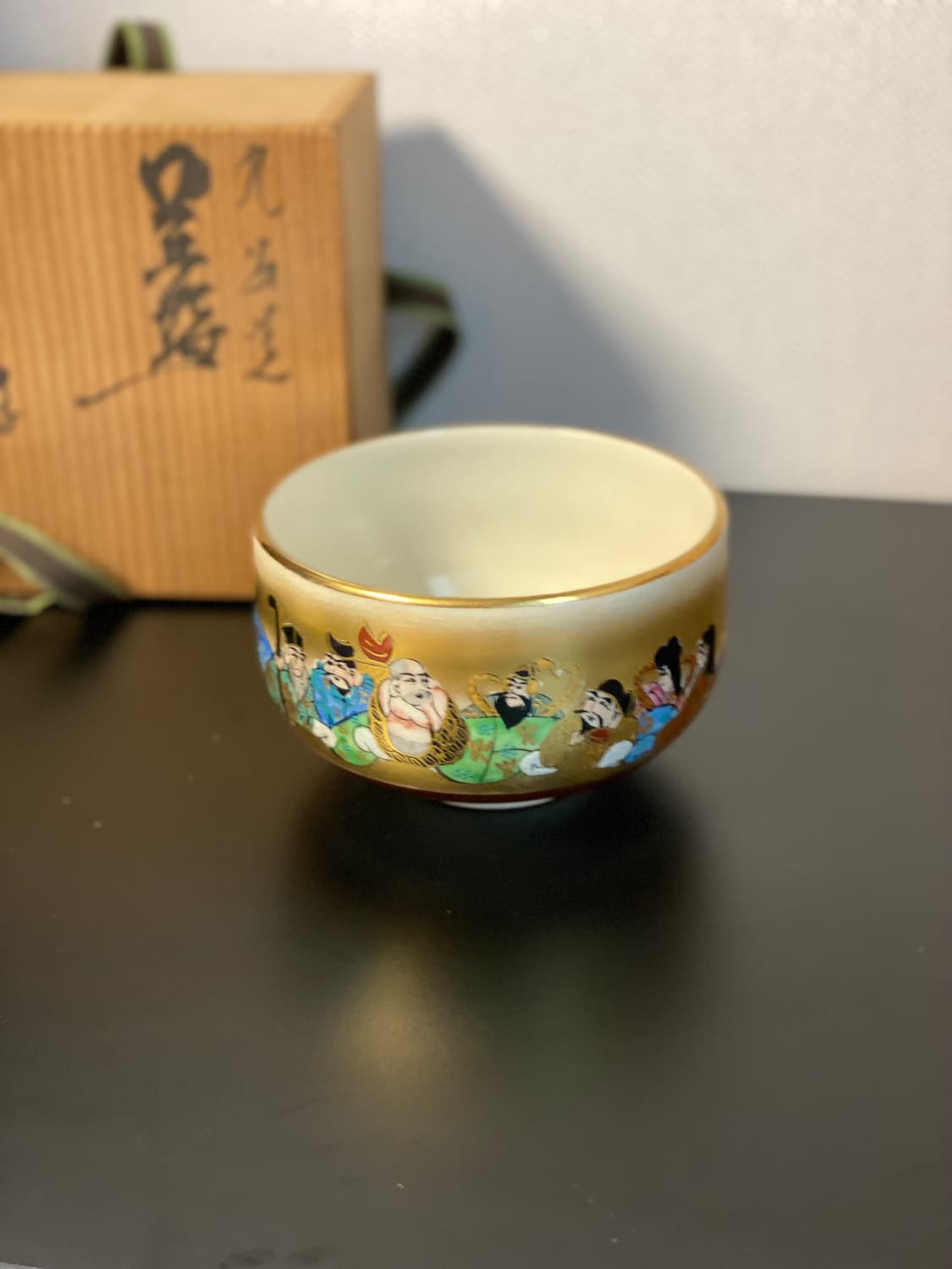 일본수입 구곡도자기(九谷焼) 칠복신 다완 말차다완 구타니야키 상품이미지3