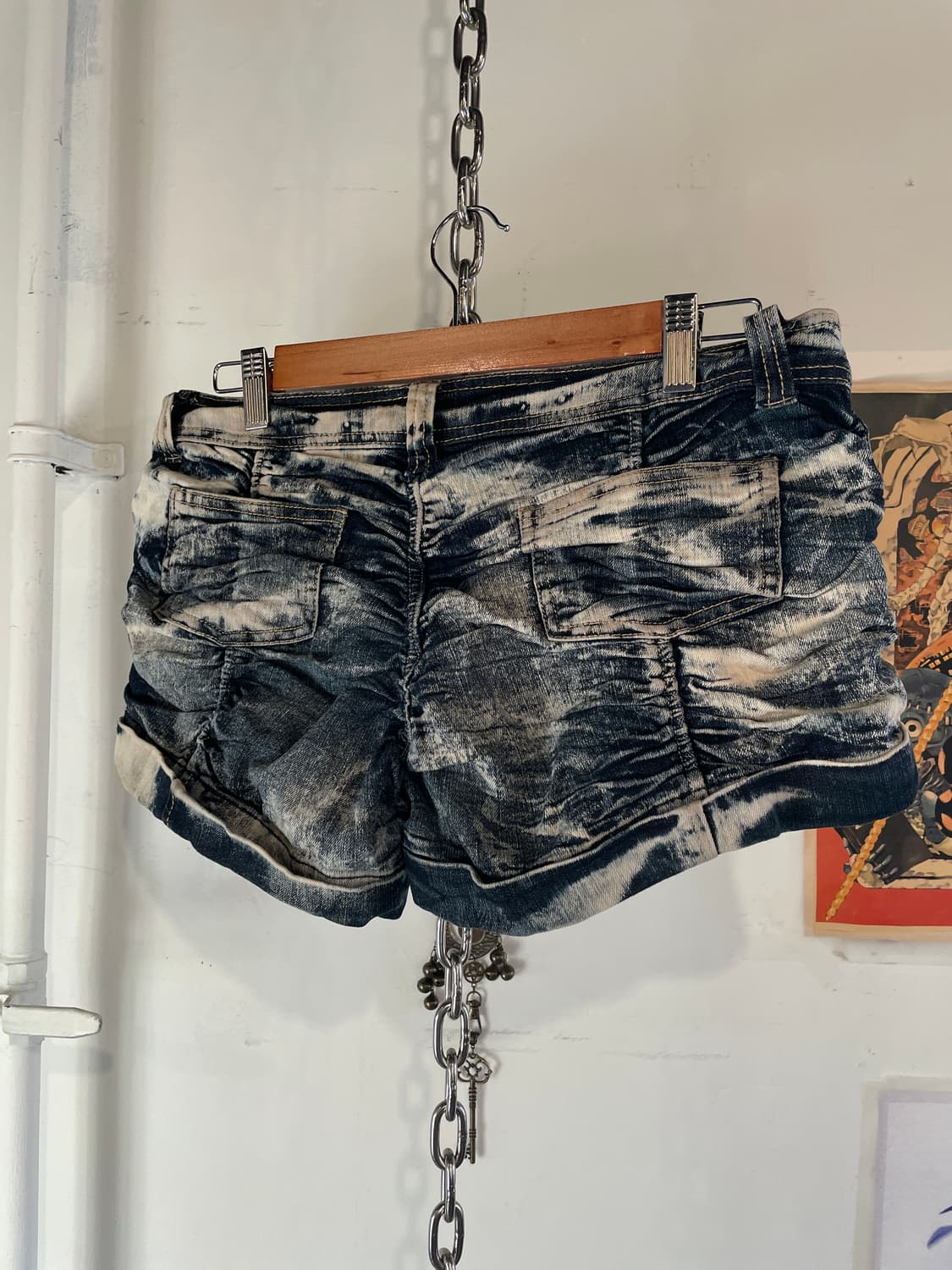 셔링 디테일 워싱 데님 숏팬츠 갸루 y2k 상품이미지4