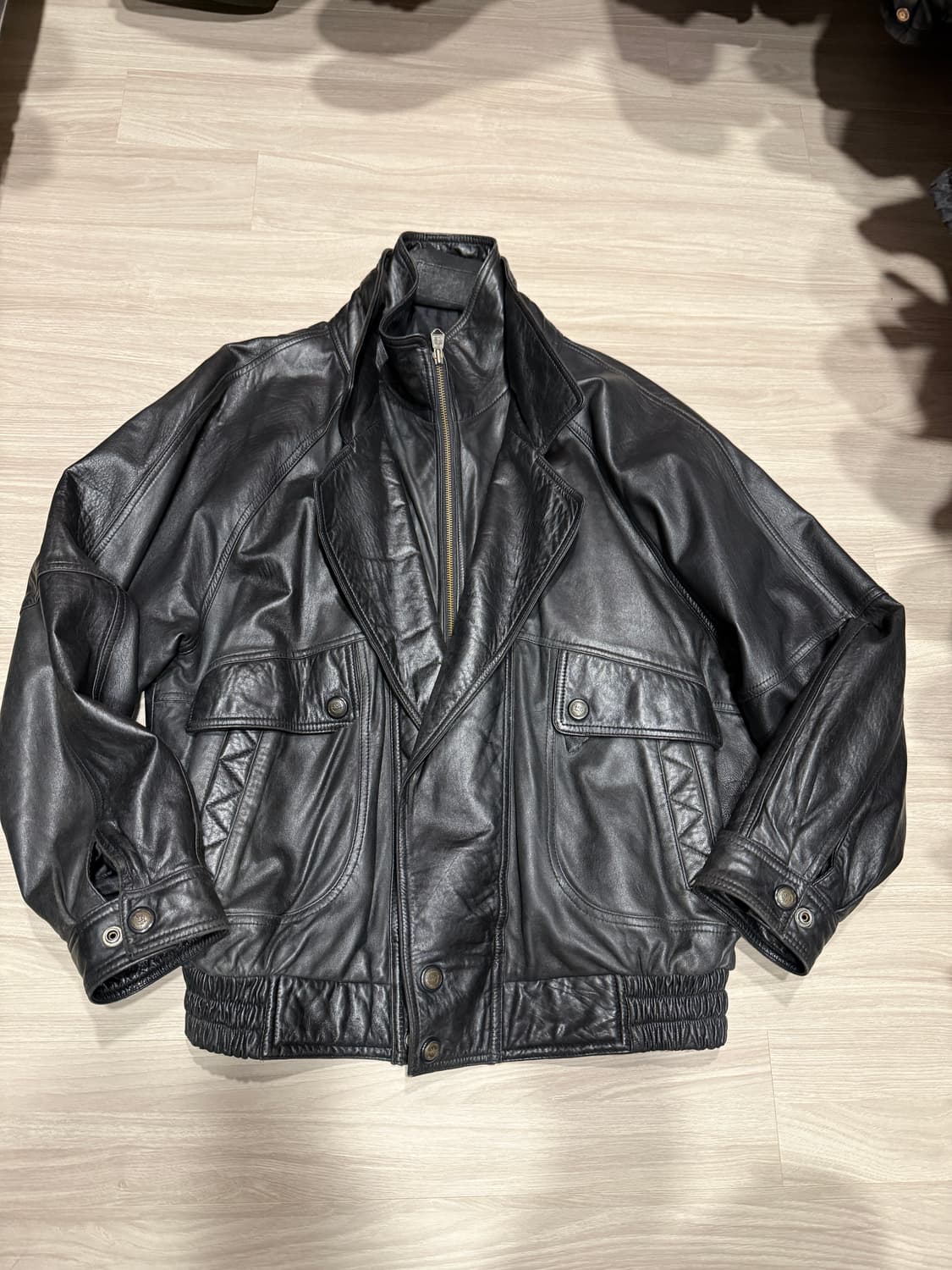 빈티지 리얼 가죽 하이넥 자켓 생로랑, 자라 스타일 상품이미지2