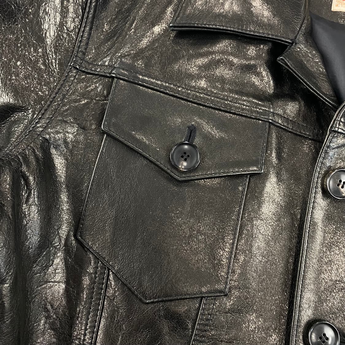 언히든 이태리 램스킨 3세대 복각 레더 트러커 자켓 (100) 상품이미지4