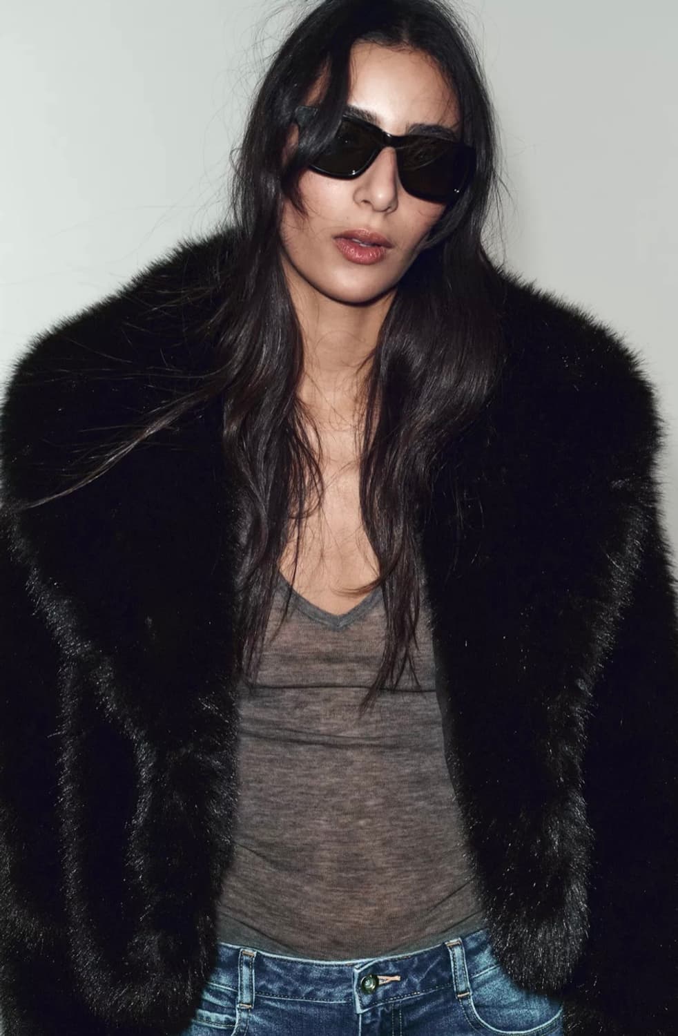 자라 블랙 퍼 자켓 상품이미지1