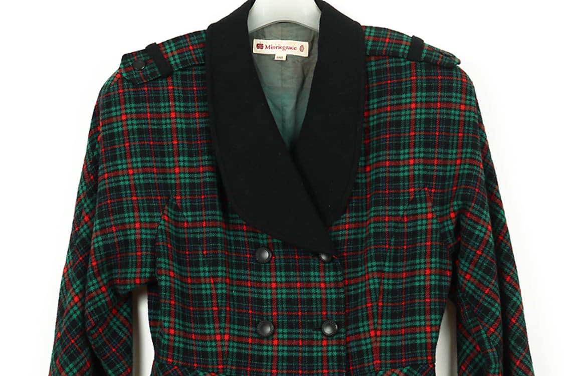 80's MINRIEGRACE 원피스(S) 체크원피스 크리스마스원피스  상품이미지4