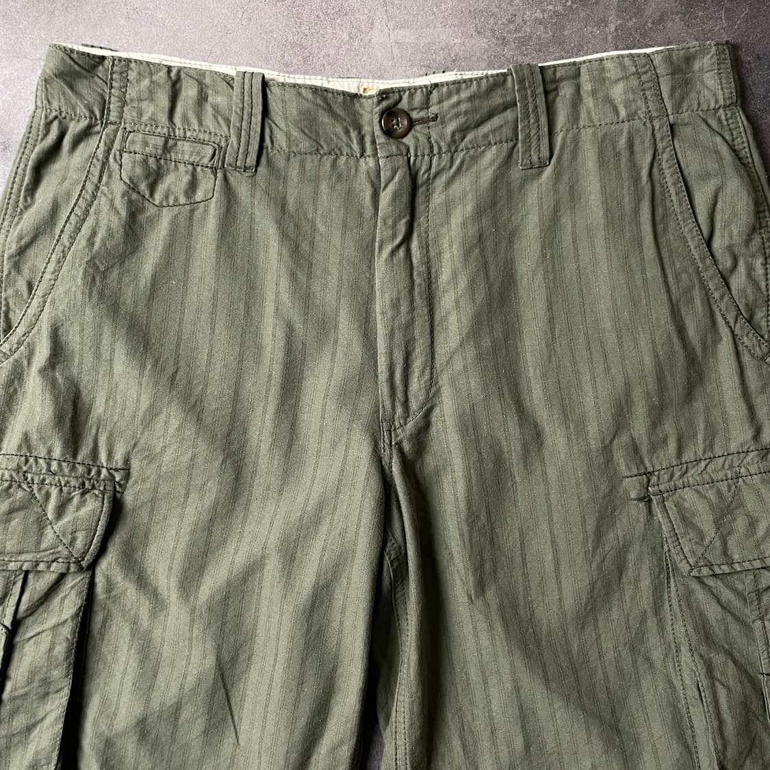 HUDSON 빈티지 카키 스트라이프 코튼 카고 하프 팬츠 A00762 상품이미지2
