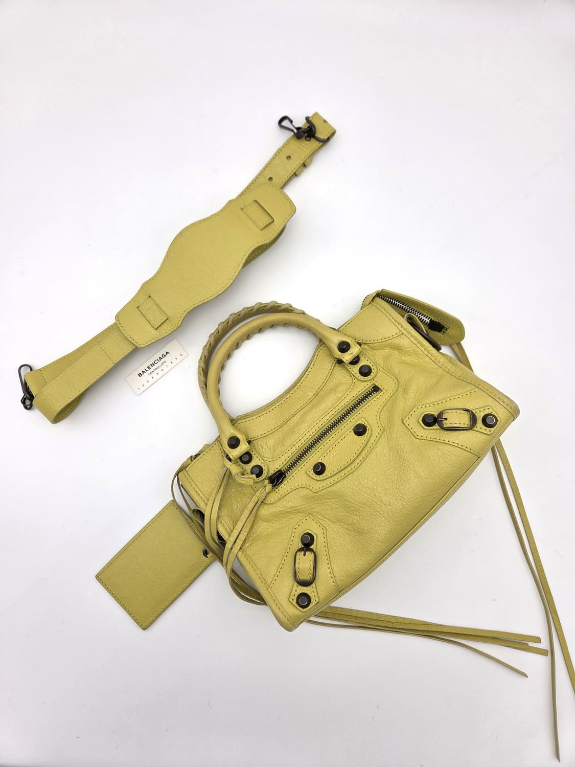 발렌시아가 클래식 미니 시티백 레몬 라임 머스타드 컬러 상품이미지2