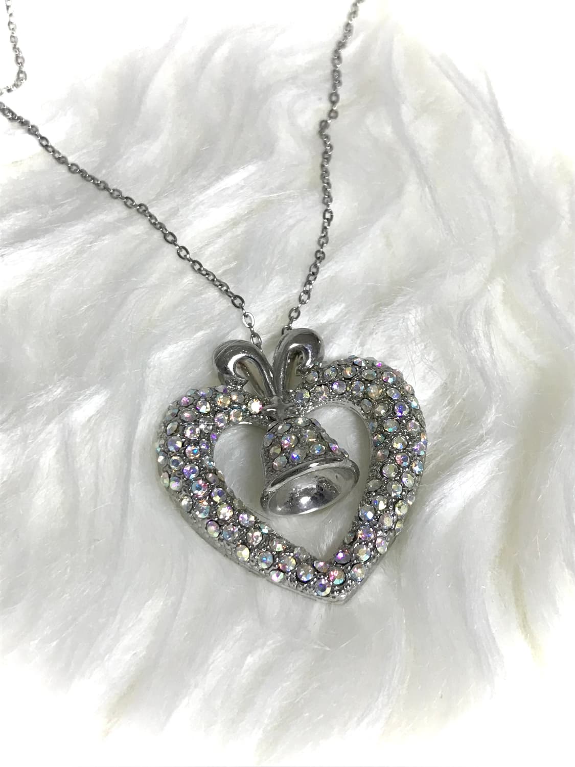 빈티지 하트 종 헤이세이 갸루 오팔 롱 드롭 써지컬스틸 체인 목걸이 상품이미지2