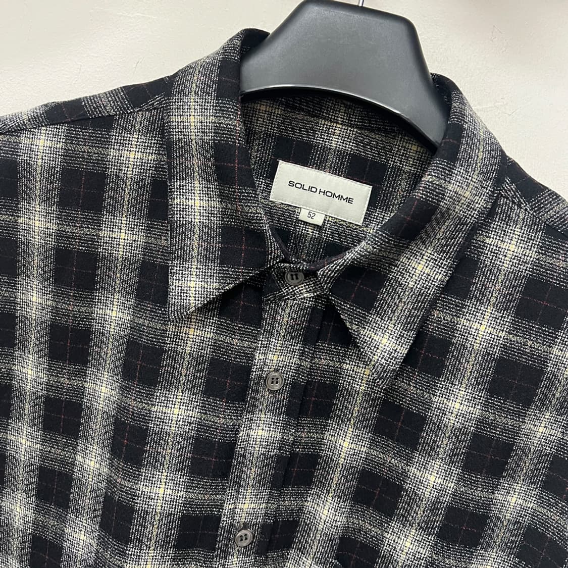 솔리드옴므 오버핏 언발란스 컷 오프 플란넬 체크 셔츠 110 상품이미지3