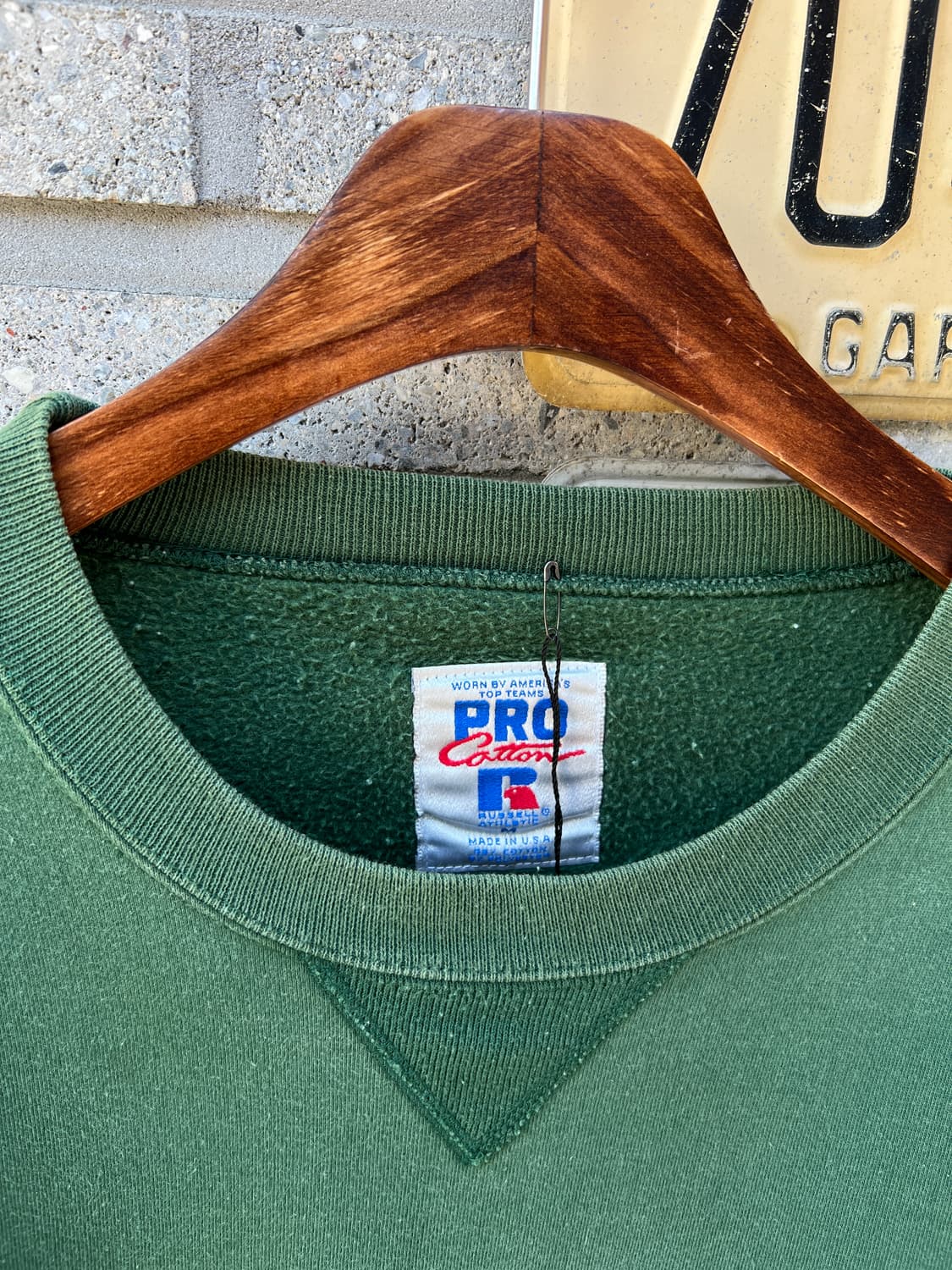 [M]90's 러셀 Made in USA 빈티지 그린 스펠아웃 스웻셔츠 상품이미지2