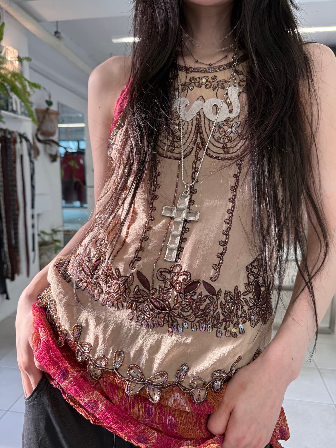 spangle beads ethnic top 상품이미지3
