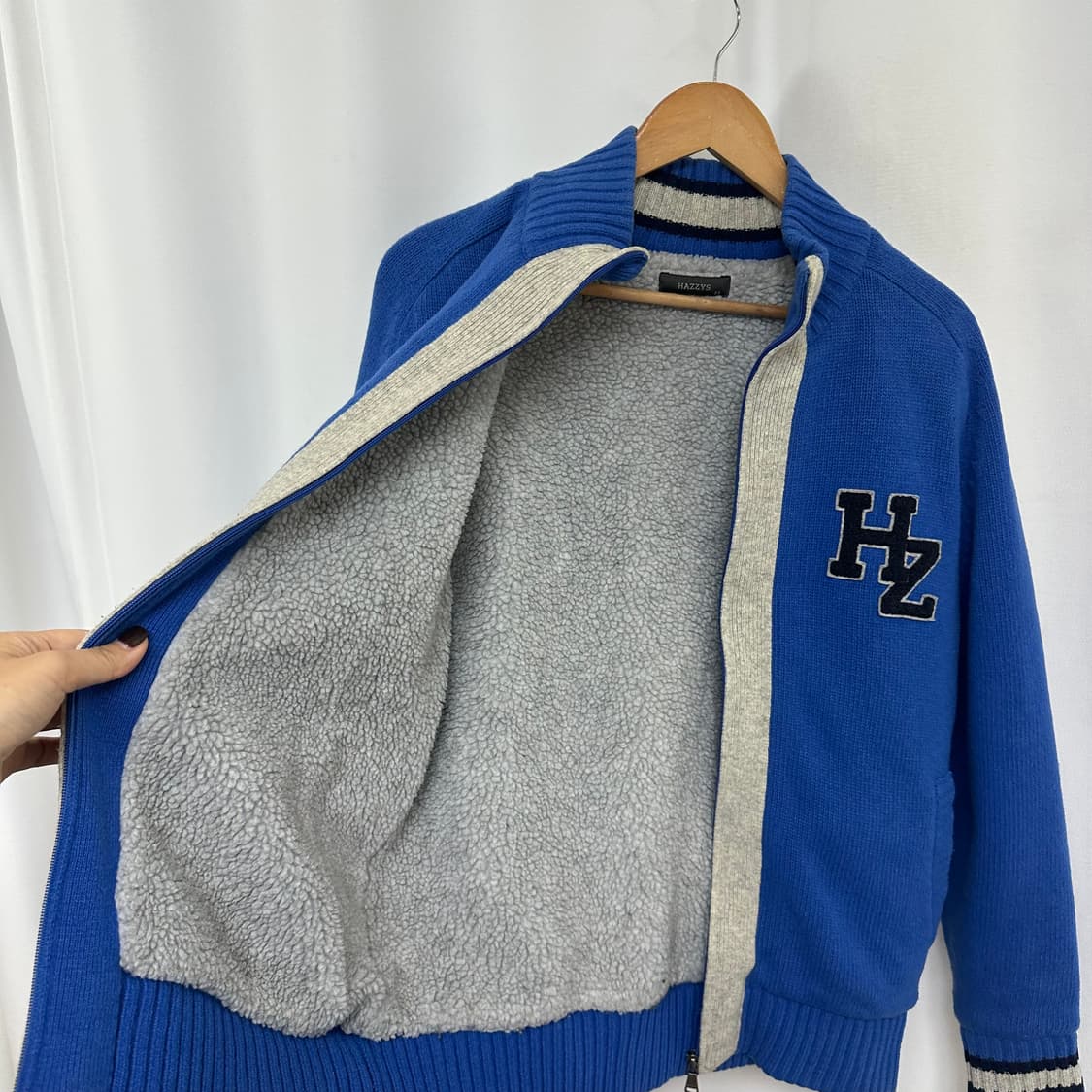   헤지스 남자 도톰한 니트집업 기모 95  EIW 상품이미지5