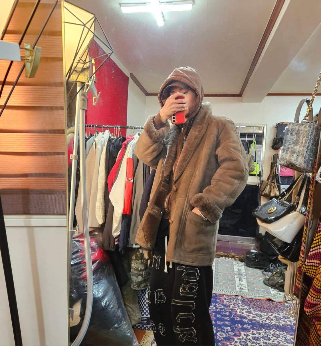 CAREER 빈티지 양가죽 양털 카라넥 무스탕 자켓 상품이미지2